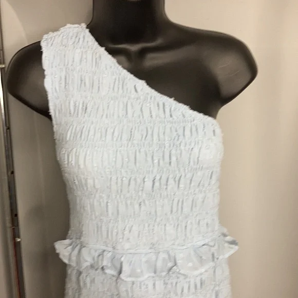 🤰MATERNITY PLT One-shoulder Blue Dress - Picture 2 of 6